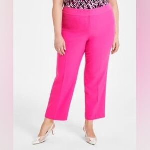 Kasper Cropped Straight-Leg Pants in Pink Perfection Plus Size 22W
